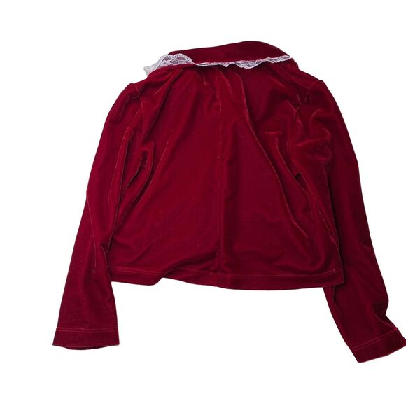 Disorderly Kids Red Velvet Lace Lined Cardigan Jacket. Size 6. Girls - Picture 3 of 6